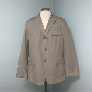 IZOD Beige Blazer Jacket Mens size Large cotton sport coat long sleeves